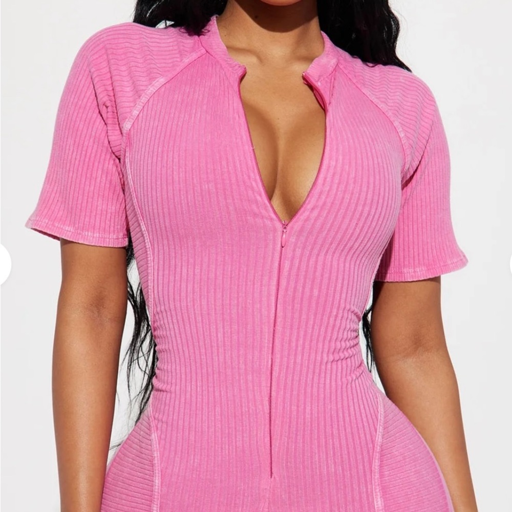 Pink Ribbed Jumpsuit - Picture 4 of 6